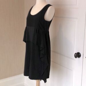 MiuMiu L Black tank dress, silk ruffle detail